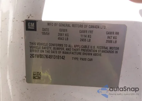 2009 Chevrolet Impala Ls from USA, damaged, VIN 2G1WB57K491318142